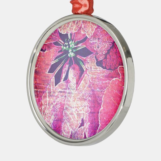 Poinsettia Flower Digital Art Metalen Ornament (Links)