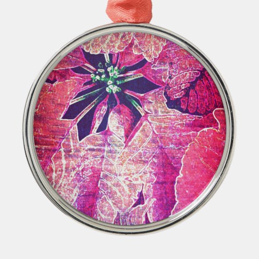 Poinsettia Flower Digital Art Metalen Ornament (Voorkant)