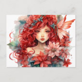 Poinsettia Flower Fairy Girl Briefkaart (Voorkant)