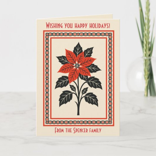 Poinsettia Flower Nordic Christmas Minimal Style Kaart (Voorkant)