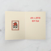 Poinsettia Flower Nordic Christmas Minimal Style Kaart (Binnen)