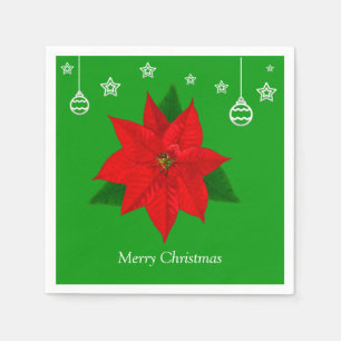 Poinsettia Flower on Green Servet