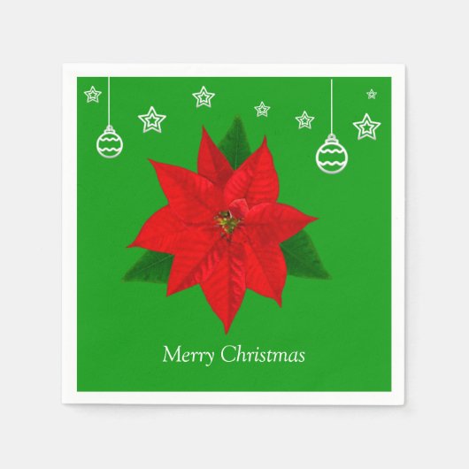 Poinsettia Flower on Green Servet (Voorkant)