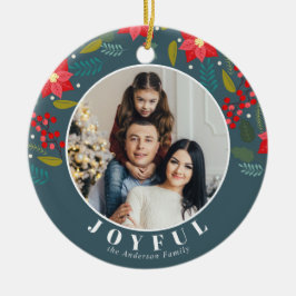 Poinsettia Flower Pattern Foto Joyful Holiday Keramisch Ornament