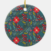 Poinsettia Flower Pattern Foto Joyful Holiday Keramisch Ornament (Achterkant)