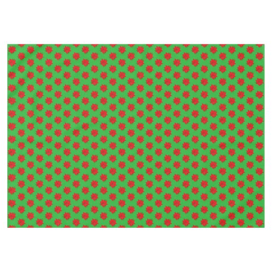 Poinsettia Flower Pattern on Green Tablecloth Tafelkleed (Voorkant (Horizontaal))