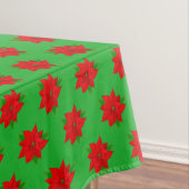 Poinsettia Flower Pattern on Green Tablecloth Tafelkleed (Voorbeeld)