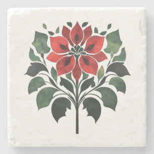 Poinsettia Flower Stenen Onderzetter