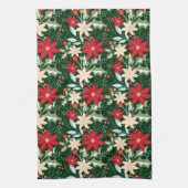 Poinsettia Flowers and Leaves Holiday Kerstmis Theedoek (Verticaal)