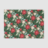 Poinsettia Flowers and Leaves Holiday Kerstmis Tissuepapier (Voorkant)