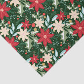 Poinsettia Flowers and Leaves Holiday Kerstmis Tissuepapier (Detail)