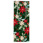 Poinsettia Flowers and Leaves Holiday Kerstmis Wijn Cadeautas (Voorkant)