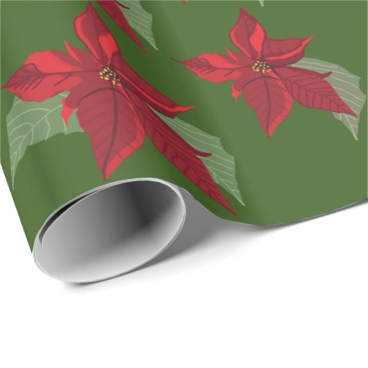 Poinsettia Flowers Cadeaupapier (Rol Hoek)