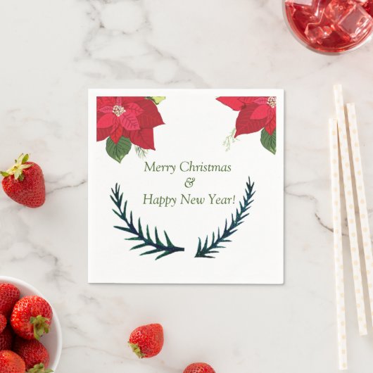 Poinsettia Flowers Custom Kerstmis Servet (Insitu)