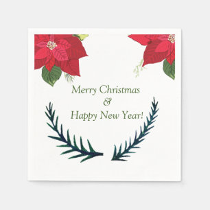 Poinsettia Flowers Custom Kerstmis Servet