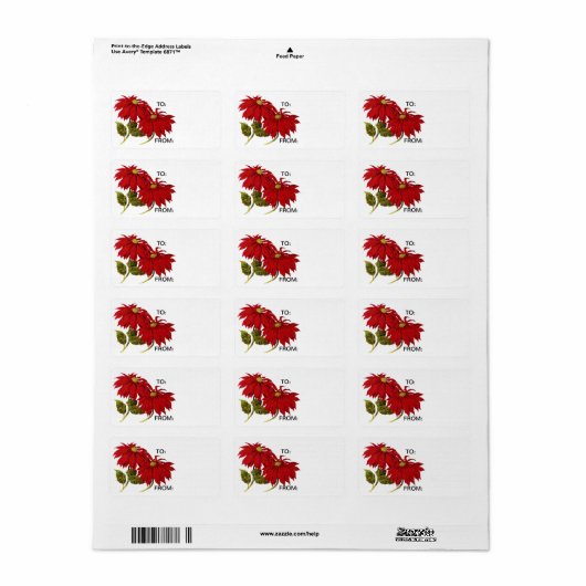 Poinsettia Flowers Etiket (Full Sheet)