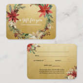 Poinsettia Flowers Faux Gold Foil Gift Certificate Kortingskaartje (Voorkant / Achterkant)