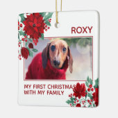 Poinsettia Flowers Ivy Leaves Keramisch Ornament (Links)