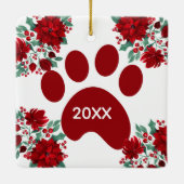 Poinsettia Flowers Ivy Leaves Keramisch Ornament (Achterkant)