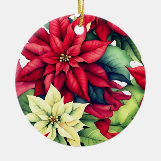 Poinsettia Flowers Keramisch Ornament (Voorkant)