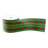 Poinsettia Flowers Red Gold and Green Pretty  Grosgrain Lint (Spoel)