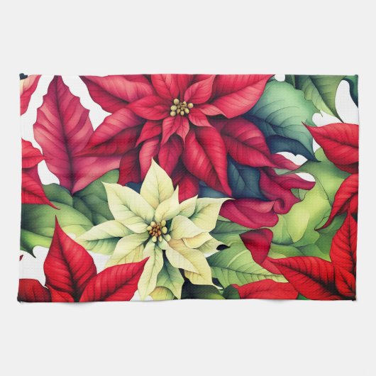 Poinsettia Flowers Theedoek (Horizontaal)