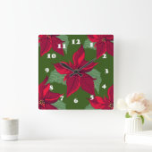 Poinsettia Flowers Vierkante Klok (Huis)