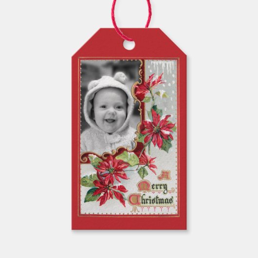  Poinsettia Foto Cadeaulabel (Voorkant)