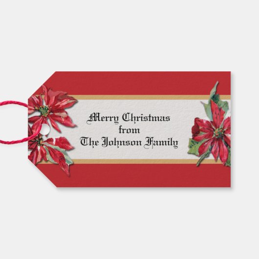  Poinsettia Foto Cadeaulabel (Achterkant Horizontaal)