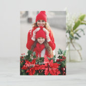 Poinsettia Foto Kerstkaart (Staand voorkant)