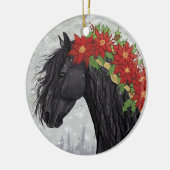 Poinsettia Friesian Horse Keramisch Ornament (Links)