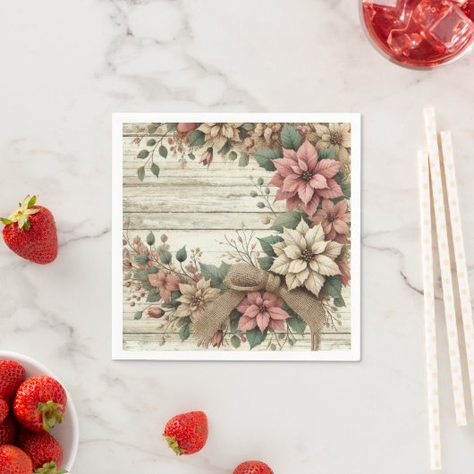  Poinsettia Garland Decoupage servetten (Insitu)