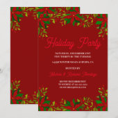 Poinsettia Garland Holiday Party Invitation Kaart (Voorkant / Achterkant)