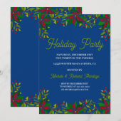 Poinsettia Garland Holiday Party Invitation Kaart (Voorkant / Achterkant)