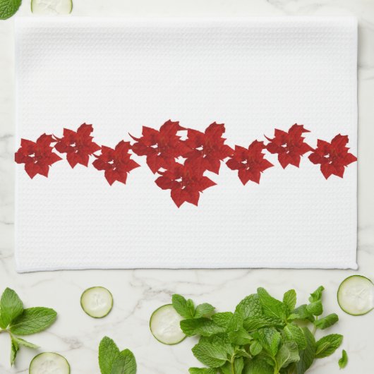 Poinsettia Garland Kitchen Towel Theedoek (Gevouwen)