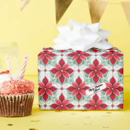 Poinsettia geïnspireerd modern kerstpatroon cadeaupapier