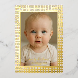 Poinsettia Geruite vrolijk kerstfeest Foto echt Folie Uitnodiging