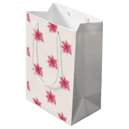 Poinsettia geschenkzak medium cadeauzakje (Achterkant Gekanteld)