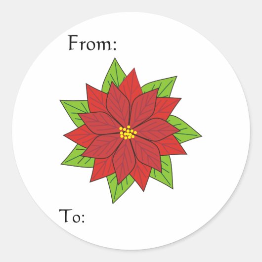Poinsettia Gift Label (Voorkant)