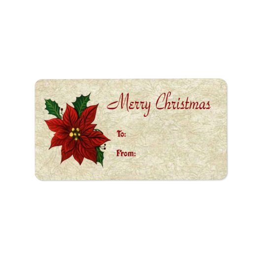 Poinsettia Gift Labels (Voorkant)