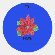Poinsettia Gifting Stickers - blauw