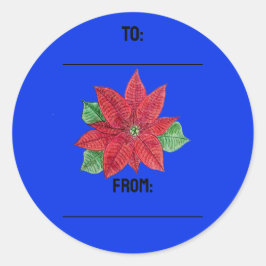 Poinsettia Gifting Stickers - blauw