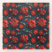 Poinsettia Glazen Onderzetter (Voorkant)