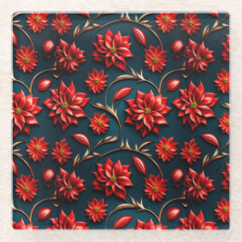  Poinsettia Glazen Onderzetter