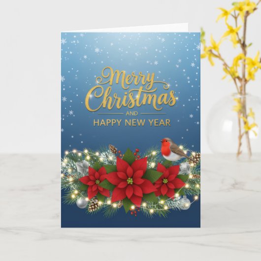 Poinsettia Glow Christmas & New Year Card Kaart (Gele Bloem)