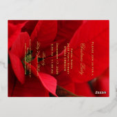 Poinsettia Gold Foil Script Merry Kerstparty Folie Feestdagen Briefkaart (Achterkant)