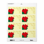 Poinsettia Gold-kerstthema Sticker labels (Full Sheet)
