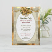 Poinsettia Gold-kerstuitnodiging Kaart (Staand voorkant)