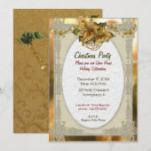 Poinsettia Gold-kerstuitnodiging Kaart (Voorkant / Achterkant)