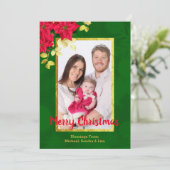 Poinsettia Gold Leaf & Trim Family - Kerstmis met  Feestdagenkaart (Staand voorkant)